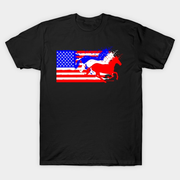 4th of July American unicorn flag T-Shirt by Mandz11